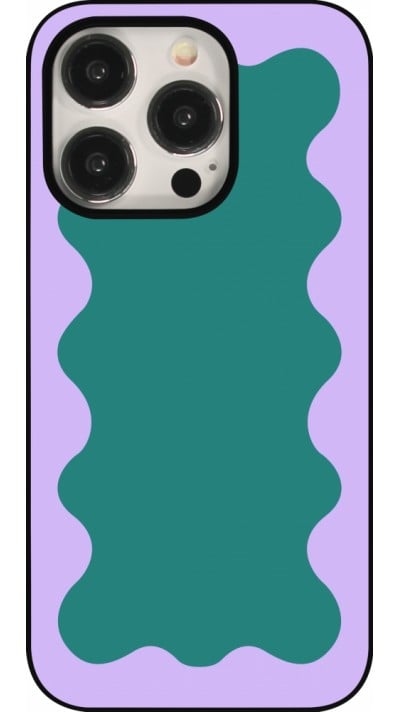 Coque iPhone 15 Pro - Wavy Rectangle Green Purple