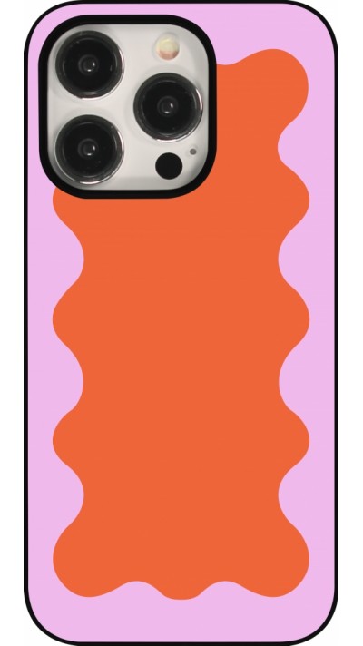 Coque iPhone 15 Pro - Wavy Rectangle Orange Pink