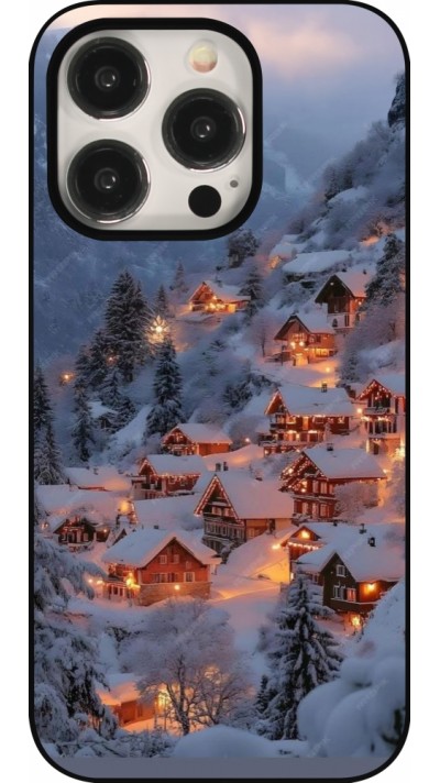 iPhone 15 Pro Case Hülle - Winter 25 Winter snowy village