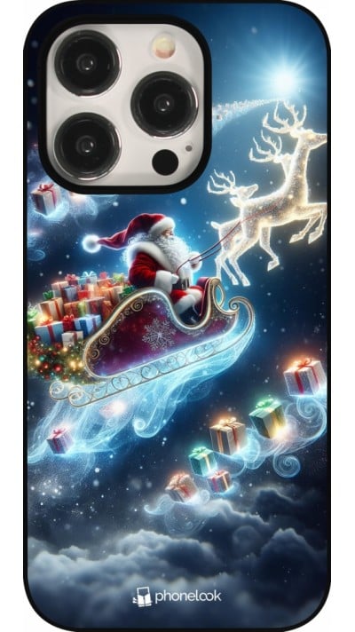 Coque iPhone 15 Pro - Noël 2023 Père Noël enchanté