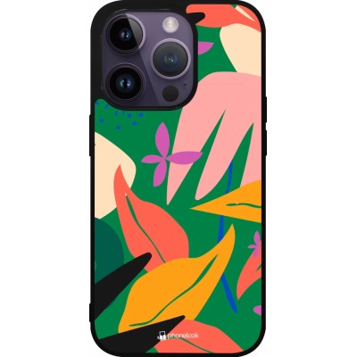 iPhone 15 Pro Case Hülle - Silikon schwarz Abstract Jungle