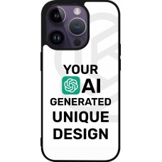 Coque iPhone 15 Pro - Silicone rigide noir 100% unique générée par intelligence artificielle (AI) avec vos idées