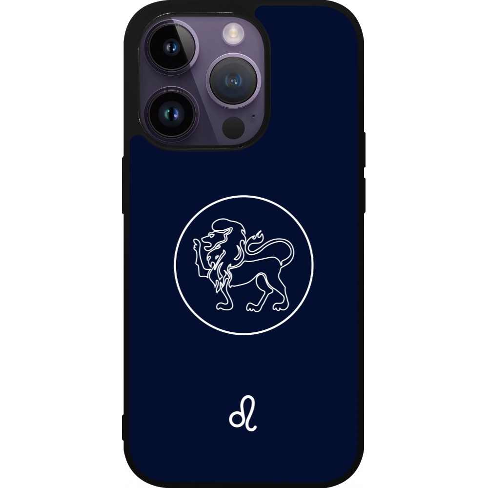 Coque iPhone 15 Pro - Silicone rigide noir Astrologie Lion