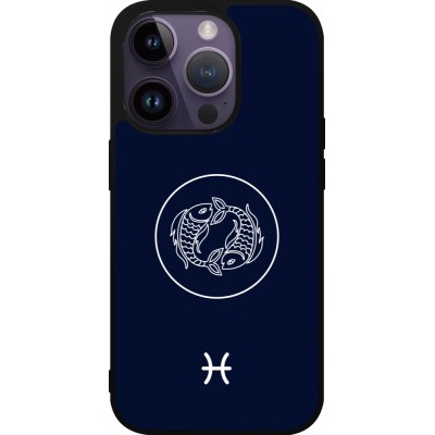 Coque iPhone 15 Pro - Silicone rigide noir Astrologie Poissons