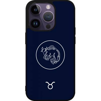 Coque iPhone 15 Pro - Silicone rigide noir Astrologie Taureau