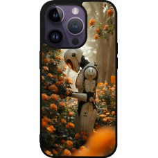 Coque iPhone 15 Pro - Silicone rigide noir Astronaut flowers 2025