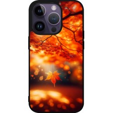 iPhone 15 Pro Case Hülle - Silikon schwarz Herbst Magisch Orange