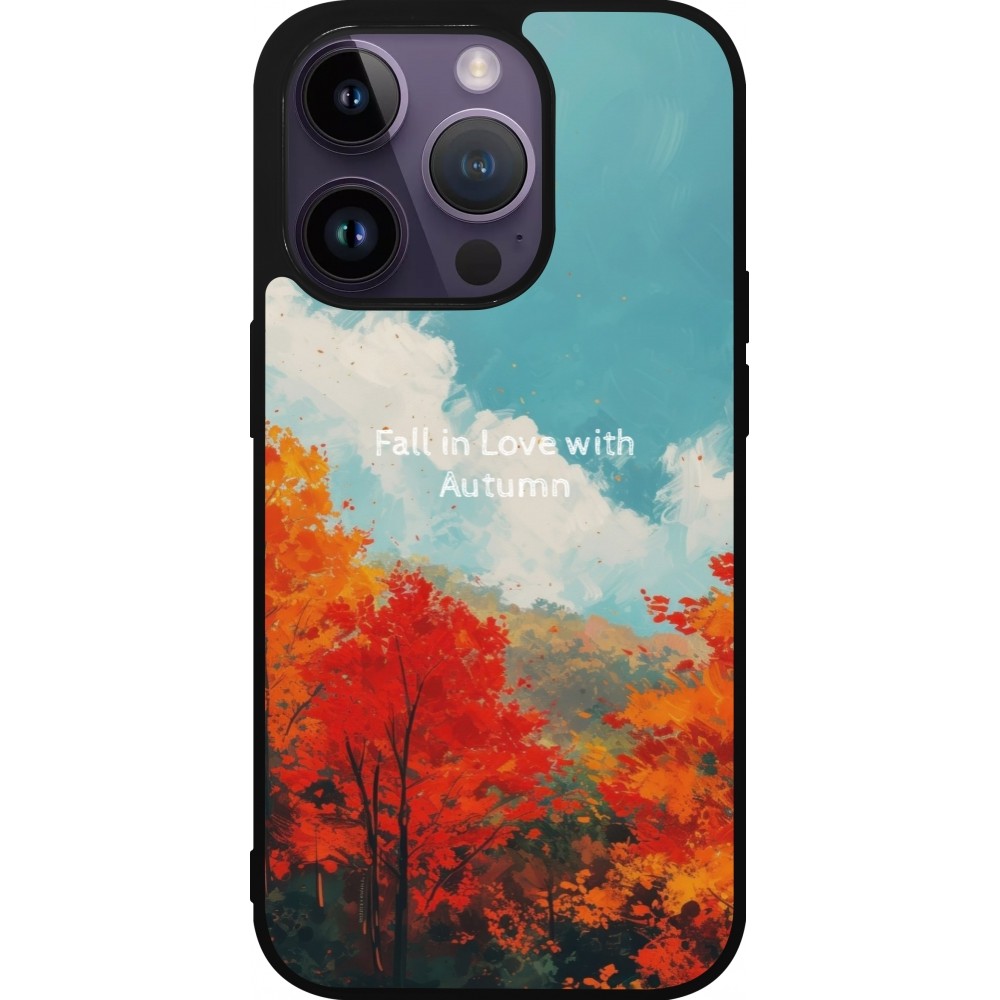 iPhone 15 Pro Case Hülle - Silikon schwarz Autumn 25 Fall in love