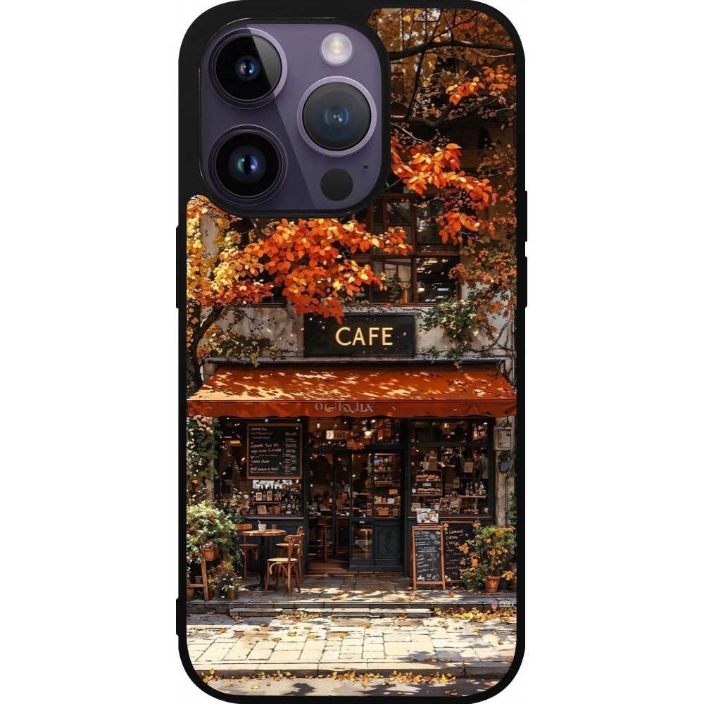 iPhone 15 Pro Case Hülle - Silikon schwarz Autumn 25 Coffee shop