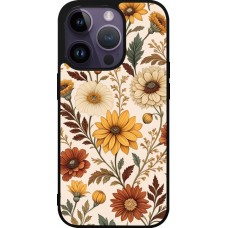 Coque iPhone 15 Pro - Silicone rigide noir Autumn 25 Flower pattern