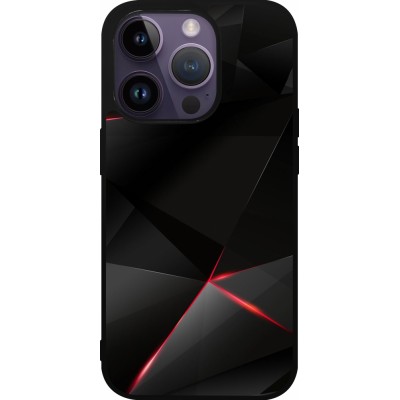 Coque iPhone 15 Pro - Silicone rigide noir Black Red Lines