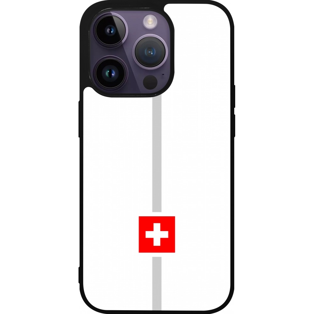 Coque iPhone 15 Pro - Silicone rigide noir Canton CH blanc