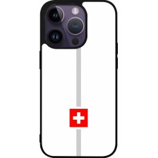 Coque iPhone 15 Pro - Silicone rigide noir Canton CH blanc