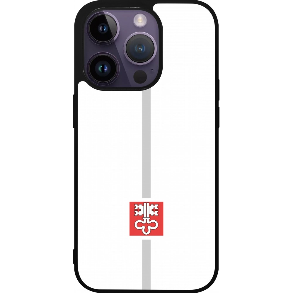 Coque iPhone 15 Pro - Silicone rigide noir Canton NW blanc