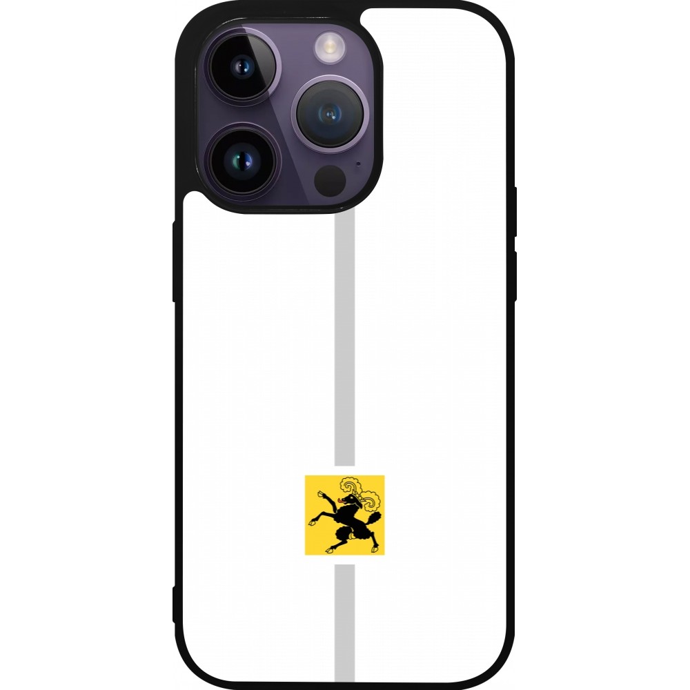 Coque iPhone 15 Pro - Silicone rigide noir Canton SH blanc