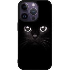Coque iPhone 15 Pro - Silicone rigide noir Cat eyes