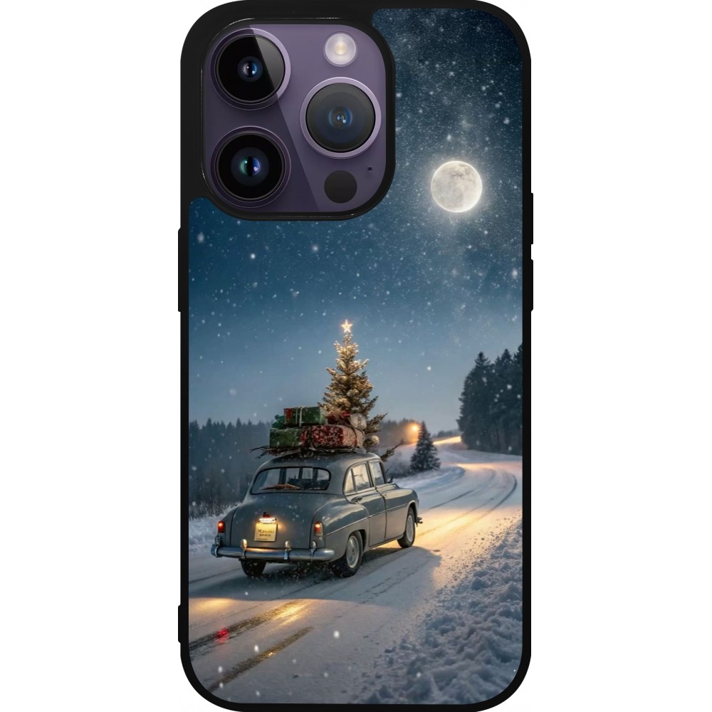 iPhone 15 Pro Case Hülle - Silikon schwarz Christmas 25 Car with Tree Xmas