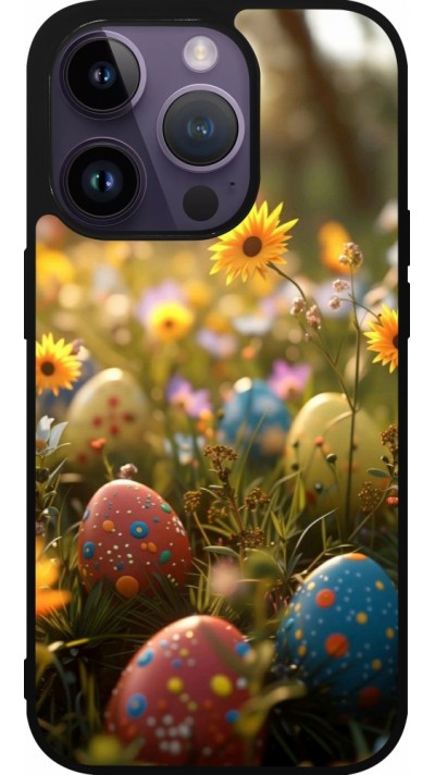 iPhone 15 Pro Case Hülle - Silikon schwarz Easter 2026 Decorated eggs