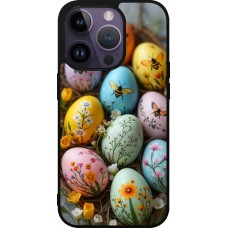 iPhone 15 Pro Case Hülle - Silikon schwarz Easter 2026 Eggs with bees