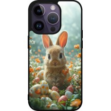 iPhone 15 Pro Case Hülle - Silikon schwarz Easter 2026 Rabbit in the garden