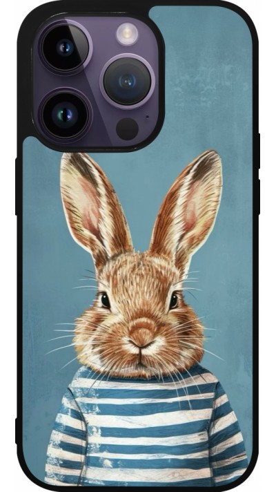 iPhone 15 Pro Case Hülle - Silikon schwarz Easter 2026 Rabbit navy