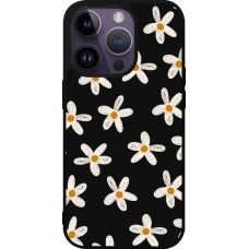 iPhone 15 Pro Case Hülle - Silikon schwarz Easter 2024 white on black flower