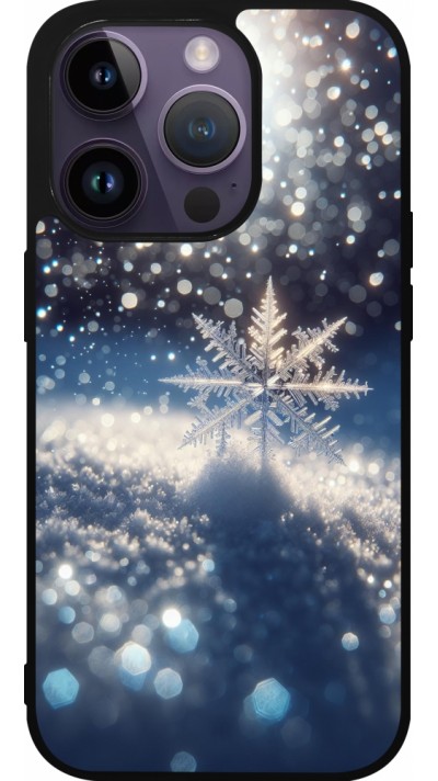 iPhone 15 Pro Case Hülle - Silikon schwarz Schneeflocke Solar Glanz