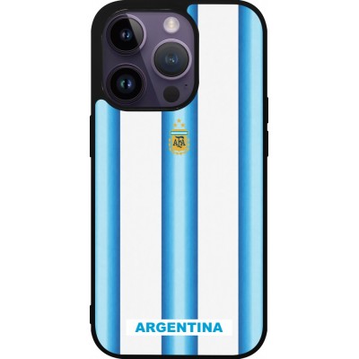 Coque iPhone 15 Pro - Silicone rigide noir Maillot de football Argentine 2026 personnalisable