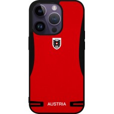 Coque iPhone 15 Pro - Silicone rigide noir Maillot de football Autriche 2026 personnalisable