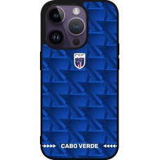 Coque iPhone 15 Pro - Silicone rigide noir Maillot de football Cap-Vert 2026 personnalisable