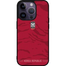 Coque iPhone 15 Pro - Silicone rigide noir Maillot de football Corée du Sud 2026 personnalisable