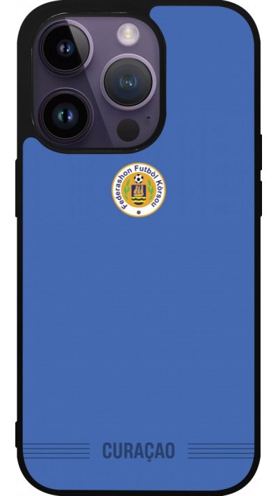 iPhone 15 Pro Case Hülle - Silikon schwarz Curaçao 2026 personalisierbares Fussballtrikot