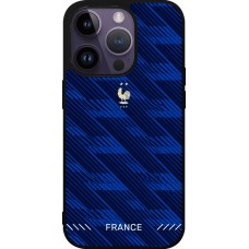 Coque iPhone 15 Pro - Silicone rigide noir Maillot de football France 2026 personnalisable