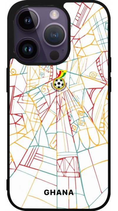 Coque iPhone 15 Pro - Silicone rigide noir Maillot de football Ghana 2026 personnalisable