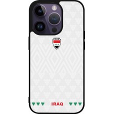 Coque iPhone 15 Pro - Silicone rigide noir Maillot de football Irak 2026 personnalisable
