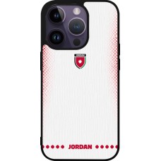 Coque iPhone 15 Pro - Silicone rigide noir Maillot de football Jordanie 2026 personnalisable