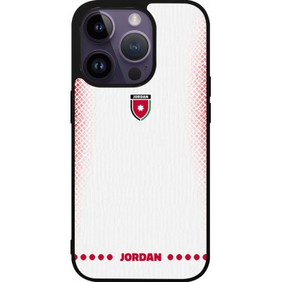 Coque iPhone 15 Pro - Silicone rigide noir Maillot de football Jordanie 2026 personnalisable