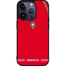 Coque iPhone 15 Pro - Silicone rigide noir Maillot de football Maroc 2026 personnalisable