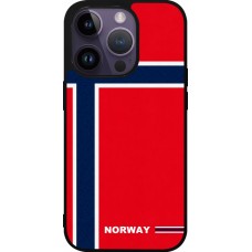 Coque iPhone 15 Pro - Silicone rigide noir Maillot de football Norvège 2026 personnalisable