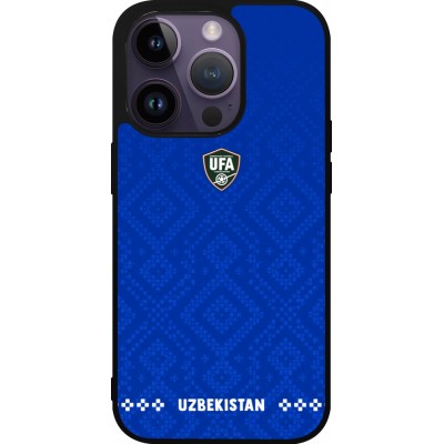Coque iPhone 15 Pro - Silicone rigide noir Maillot de football Ouzbékistan 2026 personnalisable