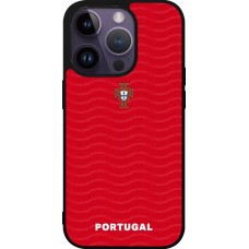 Coque iPhone 15 Pro - Silicone rigide noir Maillot de football Portugal 2026 personnalisable