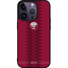 Coque iPhone 15 Pro - Silicone rigide noir Maillot de football Qatar 2026 personnalisable
