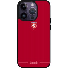 Coque iPhone 15 Pro - Silicone rigide noir Maillot de football Répuplique Tchèque 2026 personnalisable