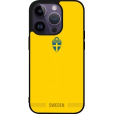 Coque iPhone 15 Pro - Silicone rigide noir Maillot de football Suède 2026 personnalisable