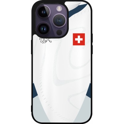 iPhone 15 Pro Case Hülle - Silikon schwarz Schweiz Away personalisierbares Fussballtrikot
