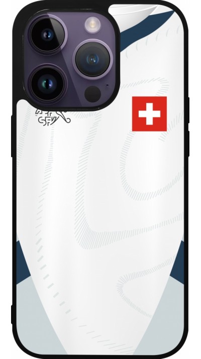 iPhone 15 Pro Case Hülle - Silikon schwarz Schweiz Away personalisierbares Fussballtrikot