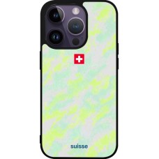 Coque iPhone 15 Pro - Silicone rigide noir Maillot de football Suisse Away 2026 personnalisable