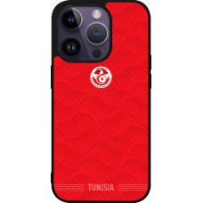 Coque iPhone 15 Pro - Silicone rigide noir Maillot de football Tunisie 2026 personnalisable