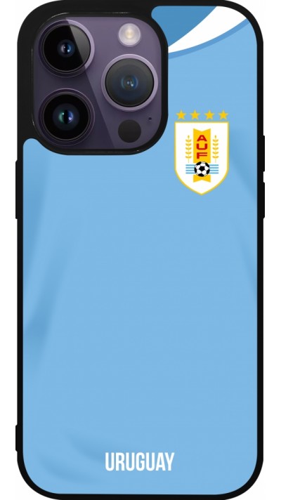 iPhone 15 Pro Case Hülle - Silikon schwarz Uruguay 2022 personalisierbares Fussballtrikot