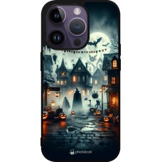 Coque iPhone 15 Pro - Silicone rigide noir Halloween Spookville